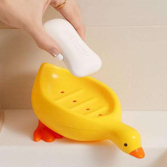 Cute Duck Soap Dish with Drainage โ Creative Soap Holder & Storage Tray ๐ฆ๐งผ