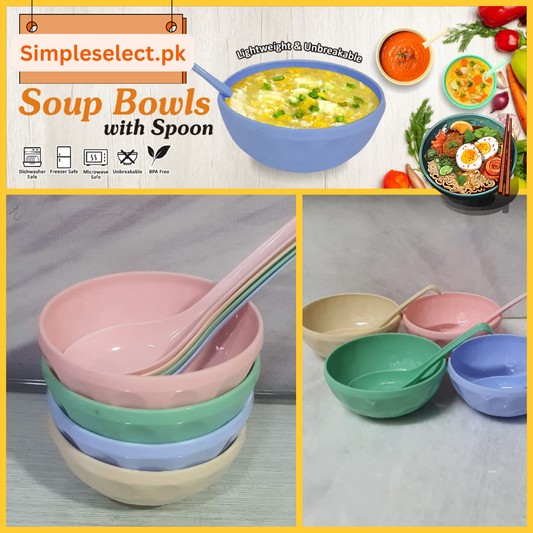 Soup Bowls with Spoon – Lightweight & Unbreakable 🍲🥄