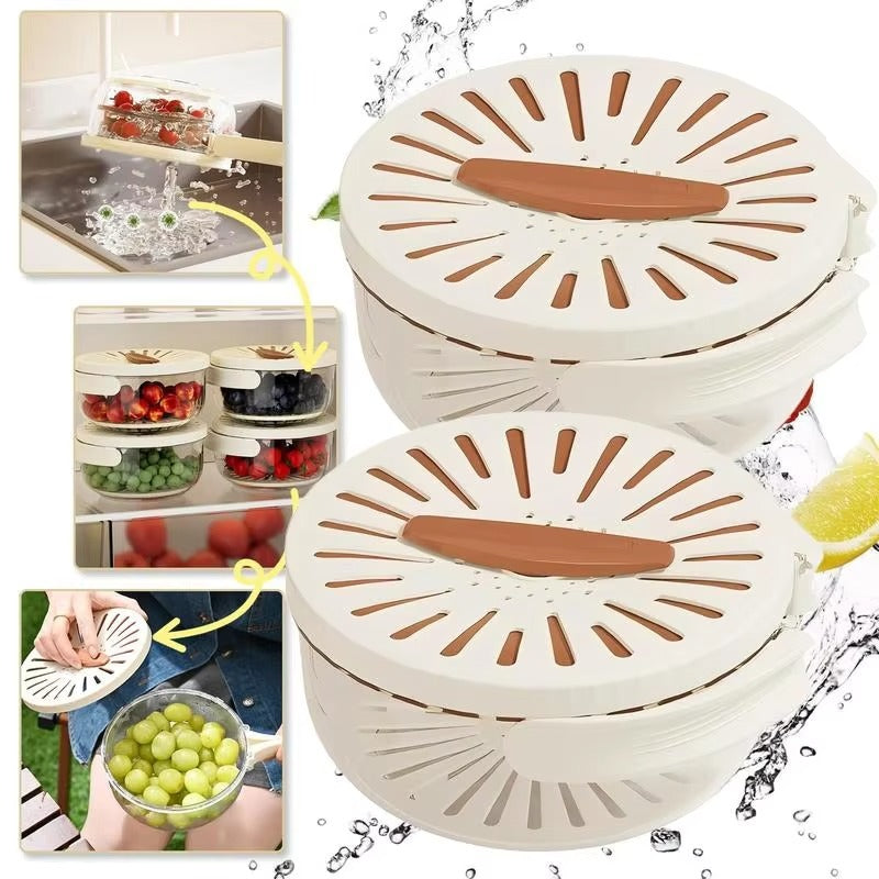 Simpleselect.pk® Kitchen Colander Storage Basket Multifunctional Fruit Vegetable Washing Bowl with Strainer Lid And Handle Fruit Storage Containe