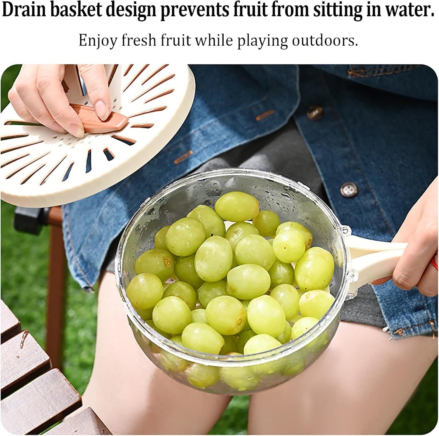 Simpleselect.pk® Kitchen Colander Storage Basket Multifunctional Fruit Vegetable Washing Bowl with Strainer Lid And Handle Fruit Storage Containe