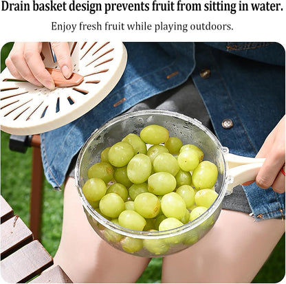 Simpleselect.pk® Kitchen Colander Storage Basket Multifunctional Fruit Vegetable Washing Bowl with Strainer Lid And Handle Fruit Storage Containe