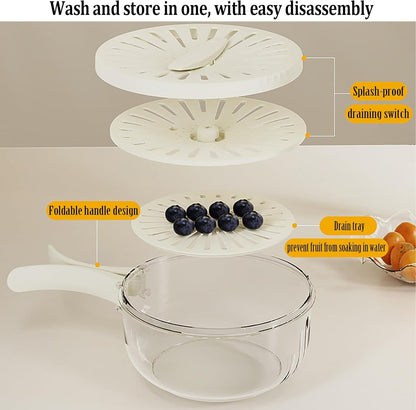 Simpleselect.pk® Kitchen Colander Storage Basket Multifunctional Fruit Vegetable Washing Bowl with Strainer Lid And Handle Fruit Storage Containe