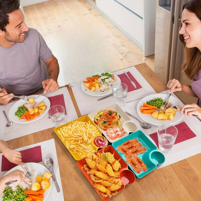 Simpleselect.pk® Plastic Dumpling Plates with Sauce Compartment Square Serving Plates with Sauce Holder