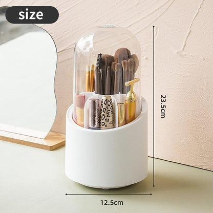 SimpleSelect.pk® 360° Rotating Makeup Brush Storage Box – Multi-Compartment Cosmetic Organizer for Brushes, Lipsticks & Tools | Vanity Organizer for Home & Salon