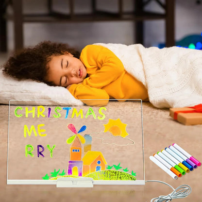 Simpleselect.pk® Light Up Acrylic Message Board Rewritable DIY Children's Glowing Drawing Board Message Lamp With 7 Colorful Pens