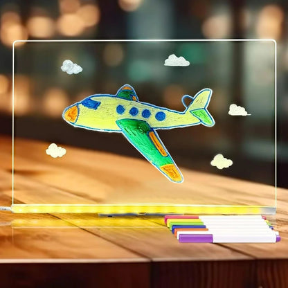 Simpleselect.pk® Light Up Acrylic Message Board Rewritable DIY Children's Glowing Drawing Board Message Lamp With 7 Colorful Pens