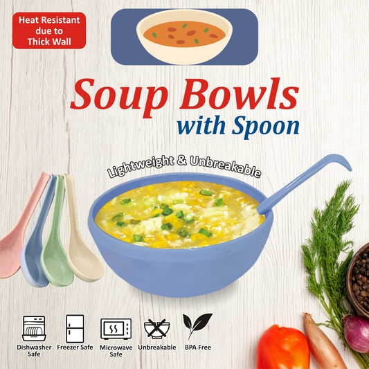 Soup Bowls with Spoon – Lightweight & Unbreakable 🍲🥄