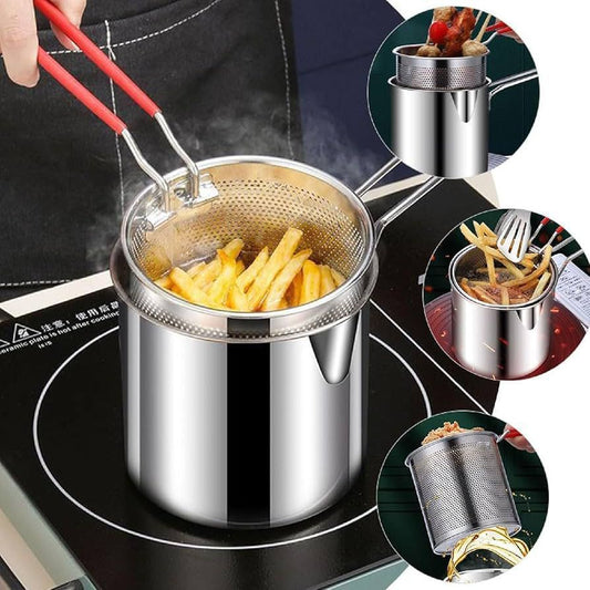 Stainless Steel Deep Fryer With Frying Basket Multifunctional Small Pot Kitchen Specific Frying Chicken And Other Cooking Tools