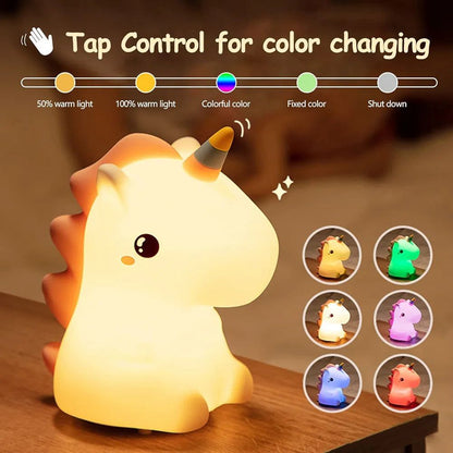Cute LED Night Light Touch Sensor Cartoon Kid's Nightlights Silicone Child Holiday Christmas Gift Bedside Lamp Bedroom Decor