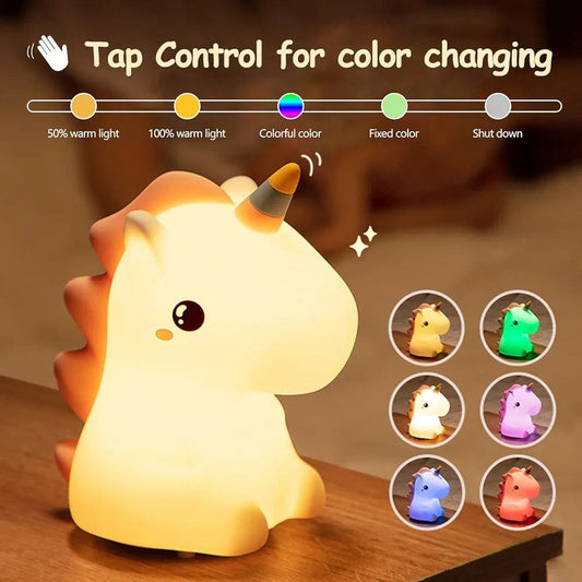 Cute LED Night Light Touch Sensor Cartoon Kid's Nightlights Silicone Child Holiday Christmas Gift Bedside Lamp Bedroom Decor