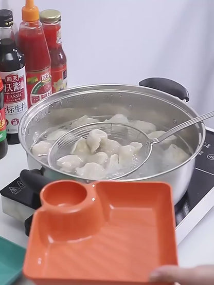 Simpleselect.pk® Plastic Dumpling Plates with Sauce Compartment Square Serving Plates with Sauce Holder